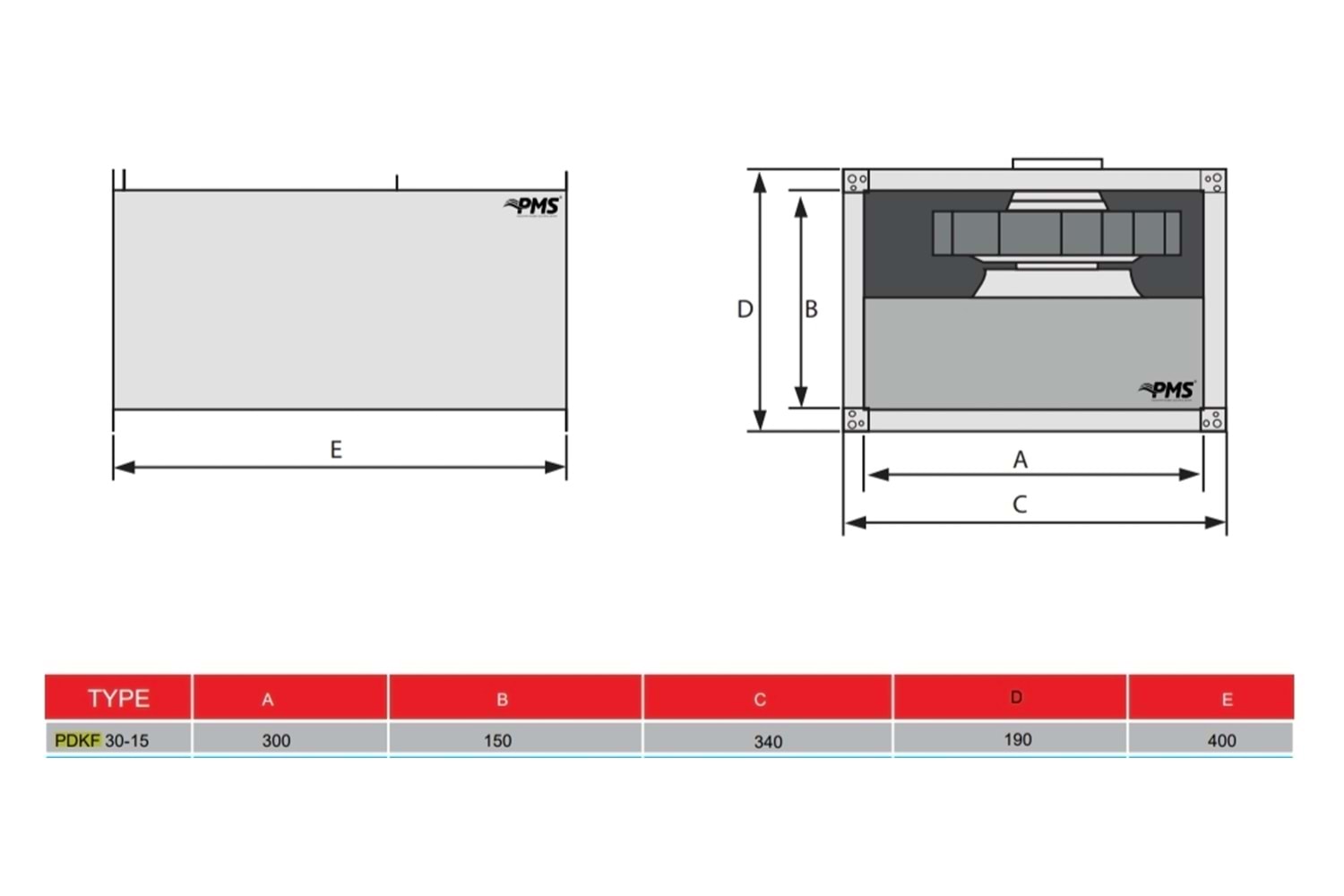 PDKF 30 15 DİKDÖRTGEN KANAL FANI (GERİYE EĞİMLİ)